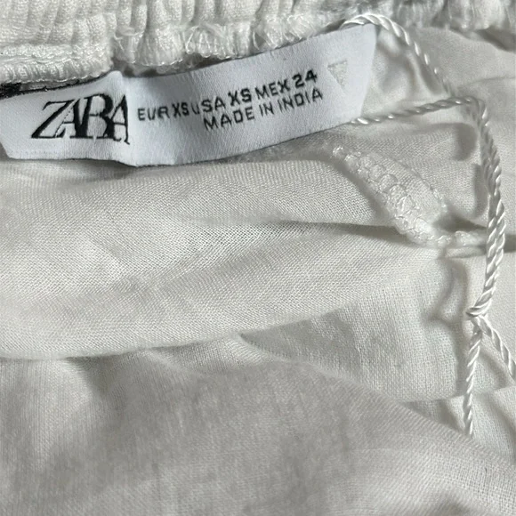 ZARA WHITE COTTON FLUTTER SLEEVE CROCHET BODICE CROSS BACK SUMMER MIDI DRESS - Picture 13 of 13